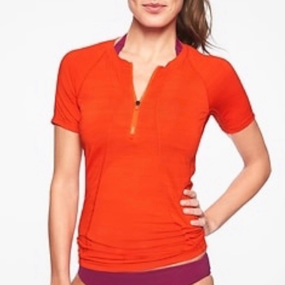 ATHLETA Pacifica Wrap Tee Top Swim UPF 50+